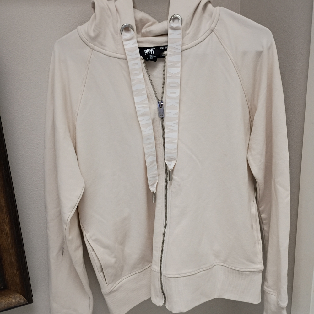 NWT DKNY Cream Zip-Up Hoodie
